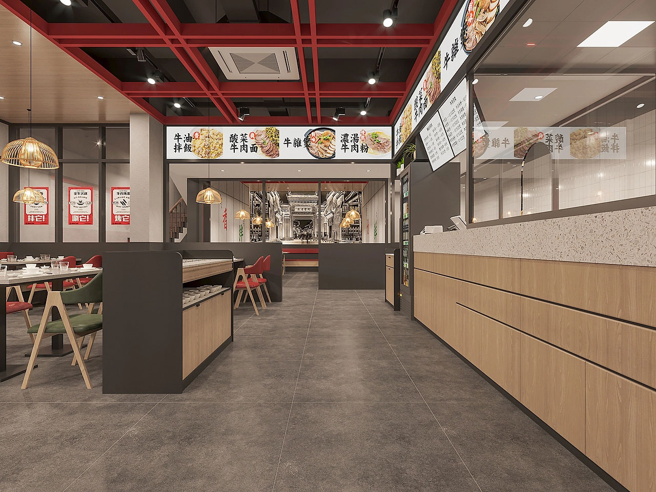 185平米牛肉馆店面设计装修效果图