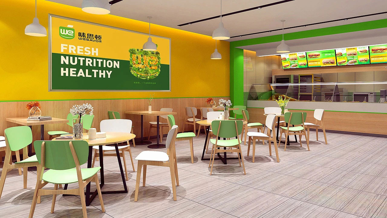 115平米郑州汉堡店装修设计效果图