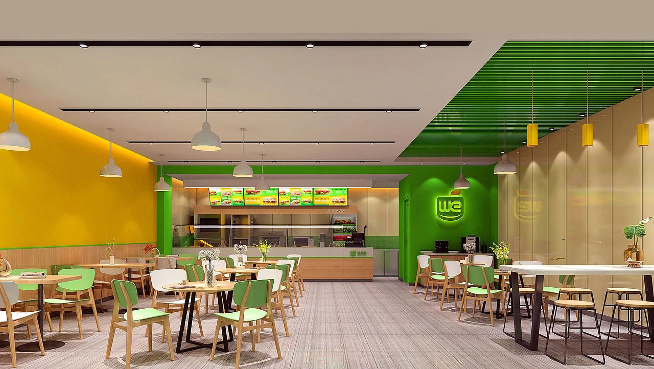 115平米郑州汉堡店装修设计效果图