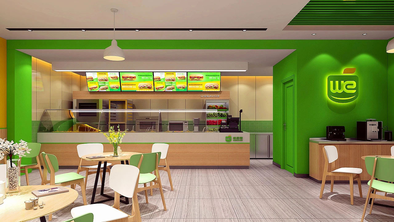 115平米郑州汉堡店装修设计效果图